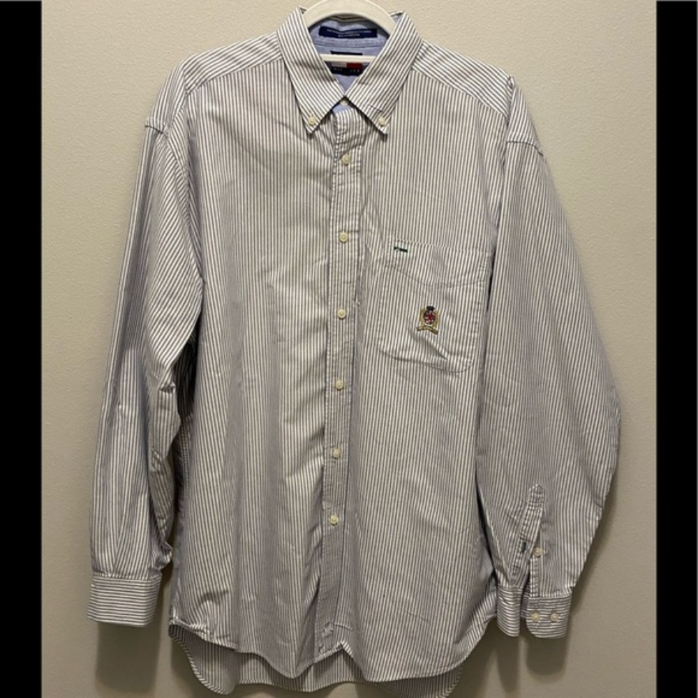 Tommy Hilfiger sz M button down shirt, blue & whit